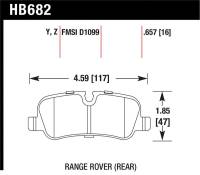 Hawk Performance kHB682Y.657 Hawk 05-09 Range Rover LR3 D1099 LTS Street Rear Brake Pads