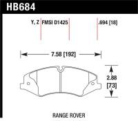 Hawk Performance kHB684Z.694 Hawk 10-13 Range Rover/Range Rover Sport Supercharged Performance Ceramic Street Front Brake Pads