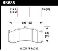 Hawk Performance - Hawk Performance kHB688Z.710 Hawk AP Racing/Alcon Performance Ceramic Racing Front Brake Pads w/0.710in Thickness - Image 2