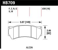 Hawk Performance - Hawk Performance kHB709F.630 Hawk Performance Alcon Mono 6, Model 4497 HPS Street Brake Pads - Image 2