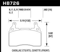 Hawk Performance kHB726N.582 Hawk 10-17 Chevrolet Camaro HP+ Compound Front Brake Pads