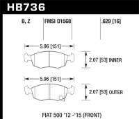 Hawk Performance kHB736Z.629 Hawk 12-16 Fiat 500 Performance Ceramic Street Front Brake Pads