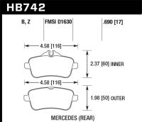 Hawk Performance kHB742Z.690 Hawk 14-15 Mercedes M Class / 12-13 Mercedes ML350 Performance Ceramic Rear Brake Pads