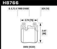 Hawk Performance kHB766N.624 Hawk 14-20 BMW 2-Series / 12-18 BMW 3-Series HP+ Street Rear Brake Pads