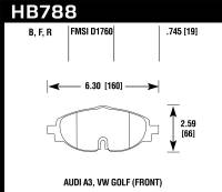 Hawk Performance - Hawk Performance kHB788Z.745 Hawk 15-17 VW Golf / Audi A3/A3 Quattro Performance Ceramic Street Front Brake Pads - Image 2