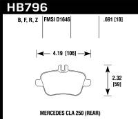 Hawk Performance - Hawk Performance kHB796B.691 Hawk 14-17 Mercedes-Benz CLA 250 HPS 5.0 Rear Brake Pads - Image 2