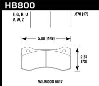 Hawk Performance kHB800Z.670 Hawk Wilwood 17mm 6617 Caliper Performance Ceramic Brake Pads