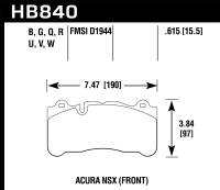 Hawk Performance kHB840G.615 Hawk 2017 Acura NSX DTC-60 Street Front Brake Pads