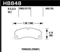 Hawk Performance kHB848B.646 Hawk 14-19 Porsche 911 GT3/GT3 RS / 2016 Porsche Cayman GT4 HPS 5.0 Front Brake Pads