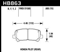 Hawk Performance kHB863Z.605 Hawk 12-15 Honda Pilot Performance Ceramic Street Rear Brake Pads