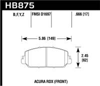 Hawk Performance kHB875G.666 Hawk 2013 - 2018 Acura RDX DTC-60 Race Front Brake Pads