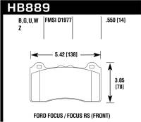 Hawk Performance kHB889N.550 Hawk HP Plus Track Only Ferro-Carbon Brake Pads