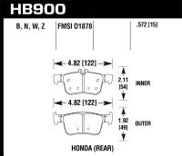 Hawk Performance kHB900W.572 Hawk 16-19 Honda Civic DTC-30 Race Rear Brake Pads