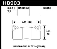 Hawk Performance kHB903G.604 Hawk 2015 Ford Mustang DTC-60 Front Brake Pads