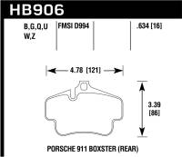 Hawk Performance kHB906D.634 Hawk 2020 Porsche 718 Boxster 2.0L Base Ceramic Composite Brakes Rear ER-1 Brake Pads