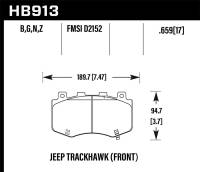 Hawk Performance kHB913G.659 Hawk 18-19 Jeep Grand Cherokee Trackhawk DTC-60 Front Brake Pads