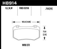 Hawk Performance kHB914Z.580 Hawk 2018 Subaru WRX STI Performance Ceramic Street Brake Pads