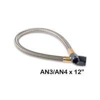 BHHV 15340BNOS NOS Stainless Steel Braided Hose with Black Fittings -4AN to -3AN, 1-Foot Length