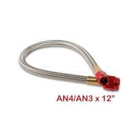 BHHV 15341NOS NOS Stainless Steel Braided Hose -4AN to -3AN 1-foot Red