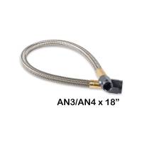 BHHV 15345BNOS NOS Stainless Steel Braided Hose w/Black Fittings -4AN to -3AN, 18-Inch Length