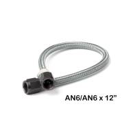 BHHV 15400BNOS NOS Stainless Steel Braided Hose with Black Fittings -6AN, 1-Foot Length