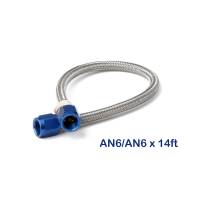 BHHV 15475NOS NOS Stainless Steel Braided Hose -6AN 14-foot Blue