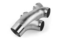 HJQF EXH0146 APR Cast Stainless Steel Double Y Splitter - 76mm (3") to Quad 63.5mm (2.5")