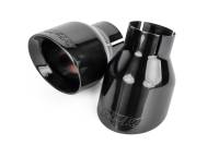 HJQF TPK0003 APR Double-Walled 4" Slash-Cut Tips (Polished Diamond Black) - Set of 2