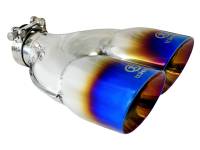aFe 49T25484-L121 aFe Takeda 2.5in 304 Stainless Steel Clamp-on Exhaust Tip Passenger Side 2.5in Inlet 4inDual - Blue