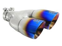aFe 49T25484-L122 aFe Takeda 2.5in 304 Stainless Steel Clamp-on Exhaust Tip Driver Side 2.5in Inlet 4inDual-Blue Flame