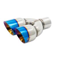 Mishimoto MMEXH-TIP-FSTBT Mishimoto Dual Offset Tips 2.5in Inlet 3in Outlet Slash Cut - Burnt